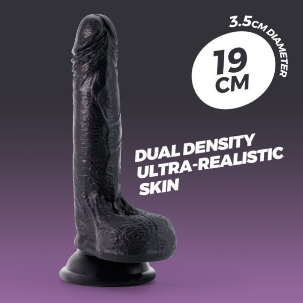 Dildo realista de silicona líquida Inviktus 7" negro – Crushious