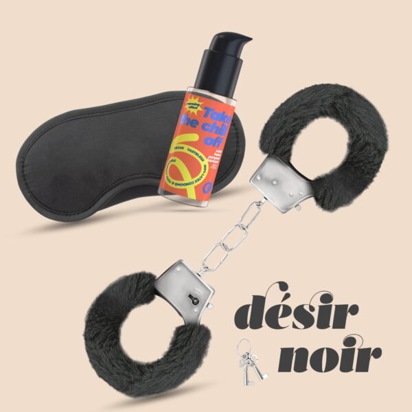 Kit Désir Noir esposas, antifaz y lubricante calor – Crushious