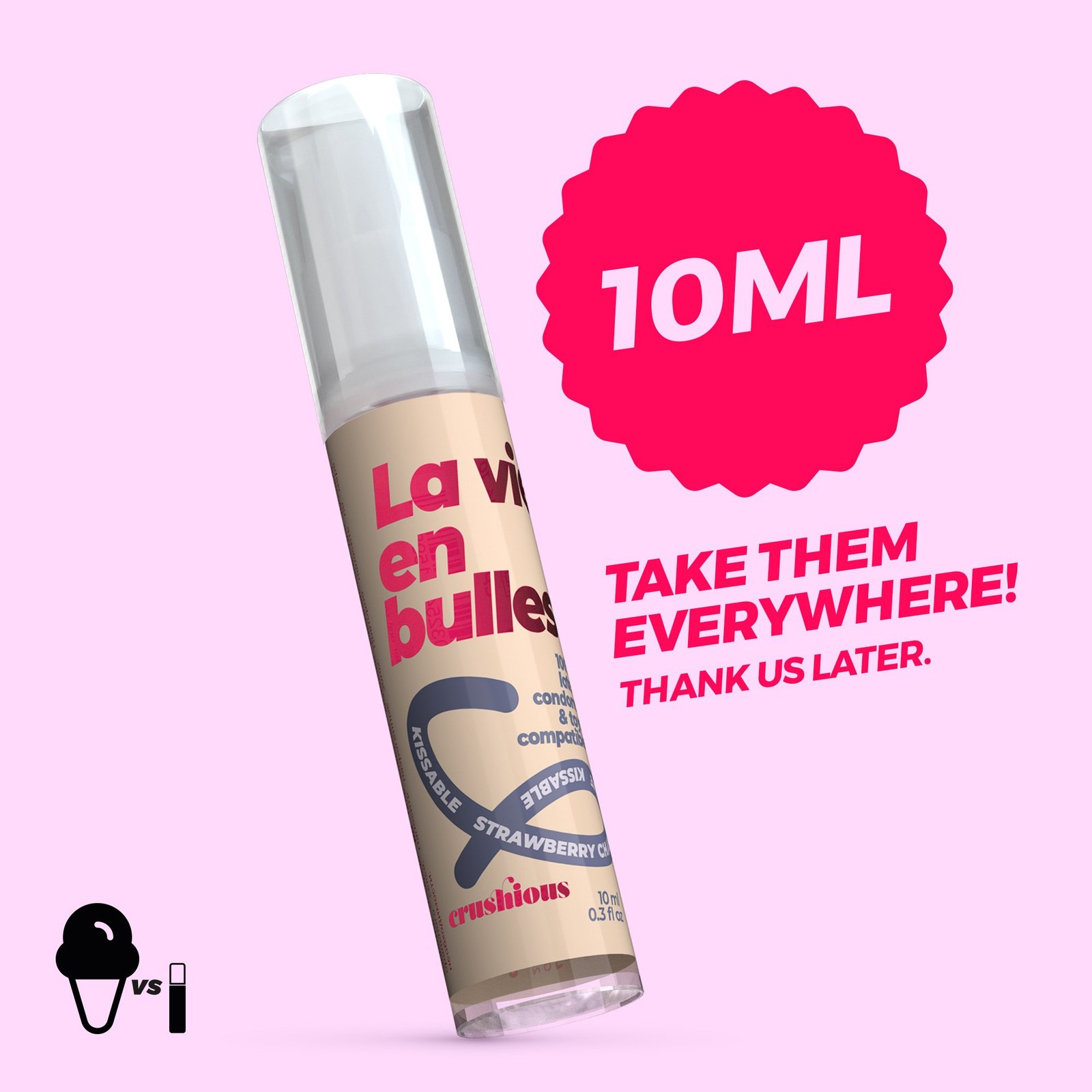 Lubricante sabor fresa y champán Steal My Kisses 10 ml – Crushious