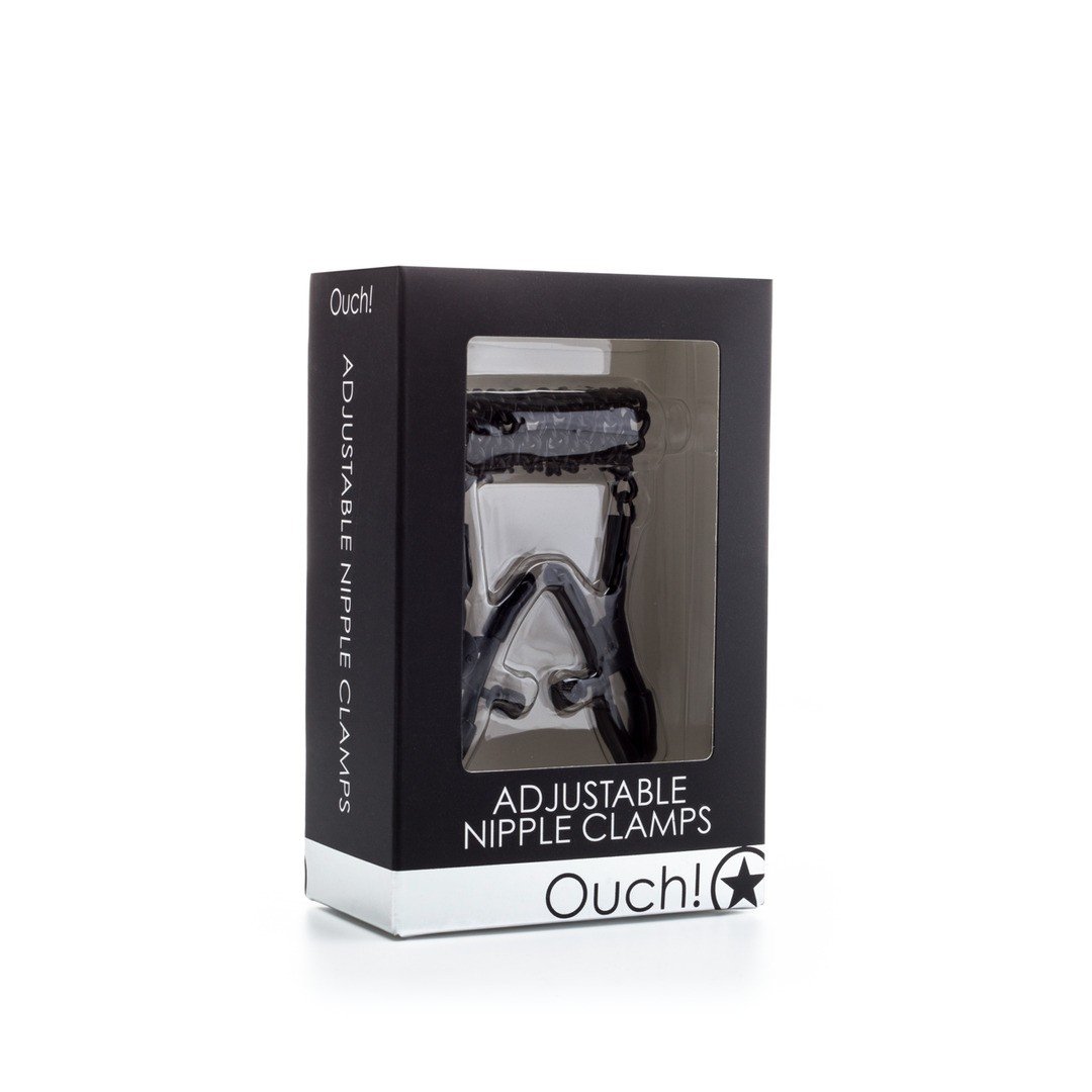 Pinzas para pezones ajustables con cadena negras – Ouch!