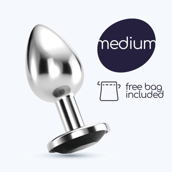 Plug anal joya Bijou negro mediano con bolsa – Crushious