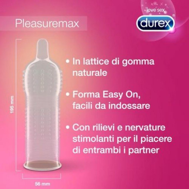 Preservativos con puntos y estrías Durex Pleasuremax, 6 unidades