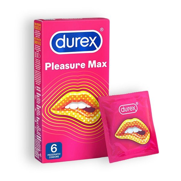 Preservativos con puntos y estrías Durex Pleasuremax, 6 unidades