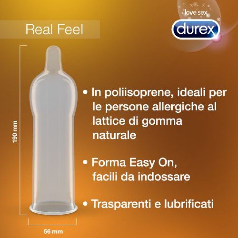 Preservativos Durex Real Feel sin látex, 6 unidades