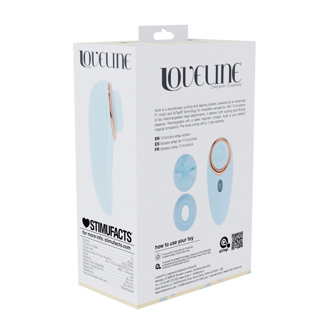Succionador de clítoris Aurie azul con 2 cabezales – Loveline