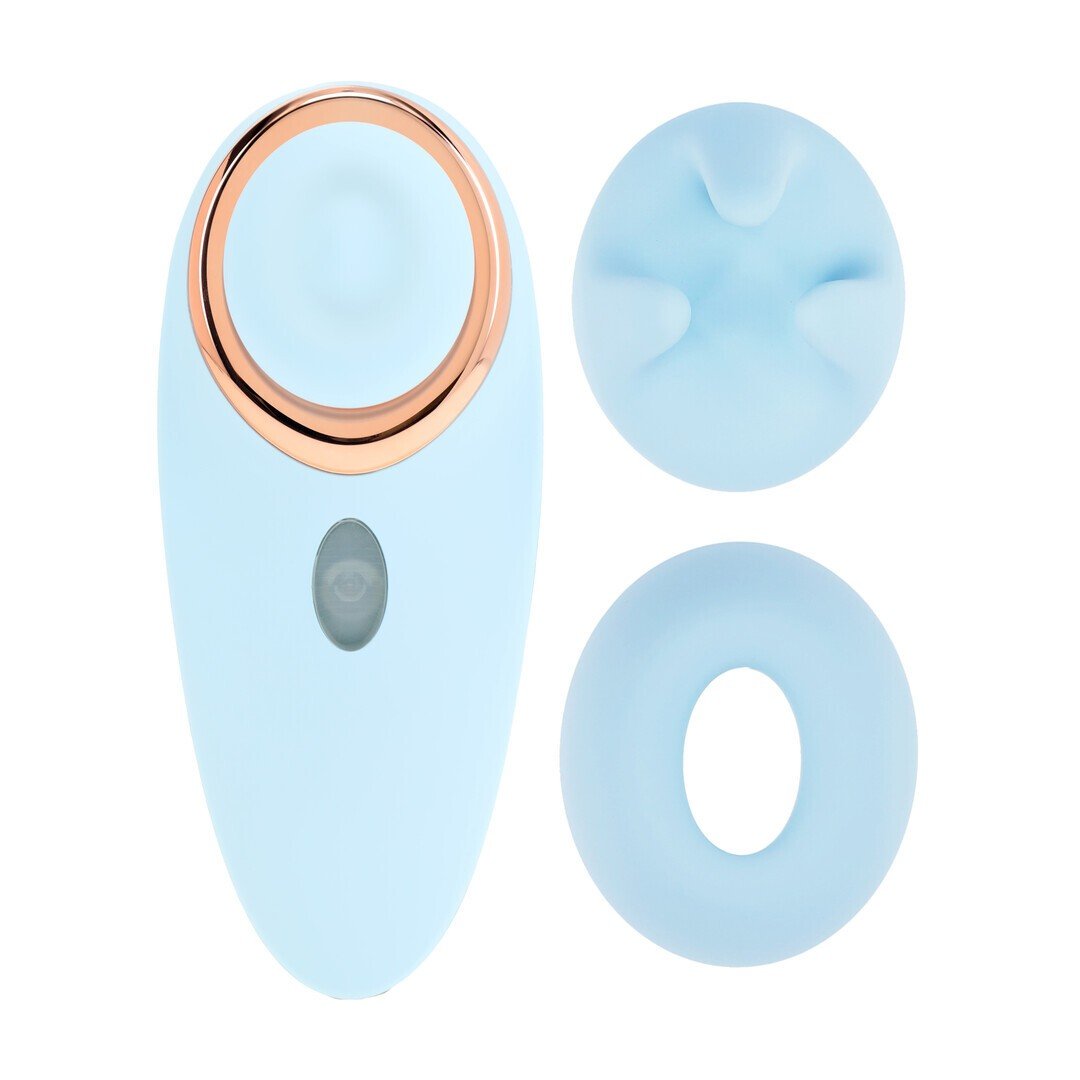 Succionador de clítoris Aurie azul con 2 cabezales – Loveline