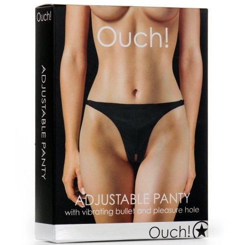 Tanga vibrador con bala de vinilo negro – Ouch!